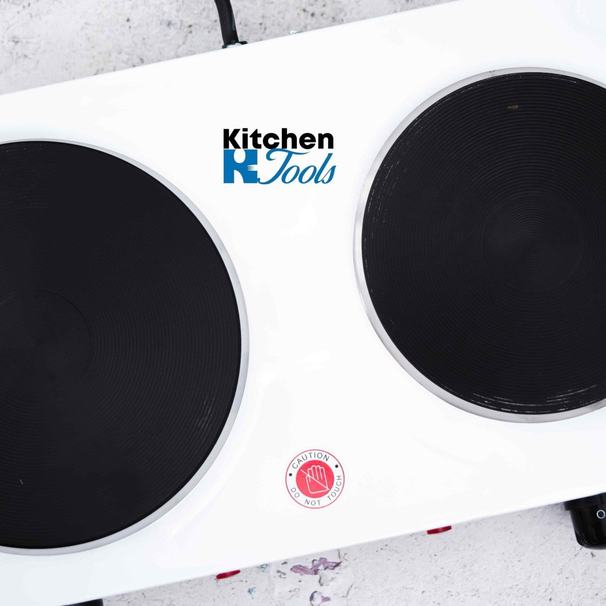 Двоен електрически котлон, 2500 W, 5 степени, 51x26x6 см, чугунен нагревател, Rosberg, Бял