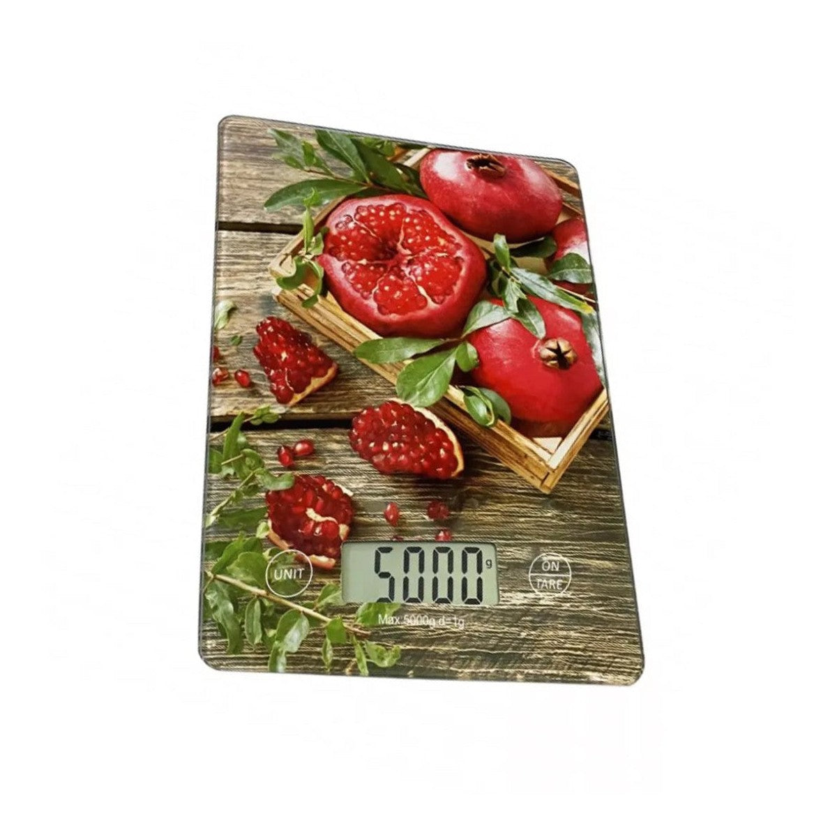 Кухненска везна Oliver Voltz OV51651KD Pomegrenate, 5 кг, ТАРА, Стъклена, Нар, Многоцветен