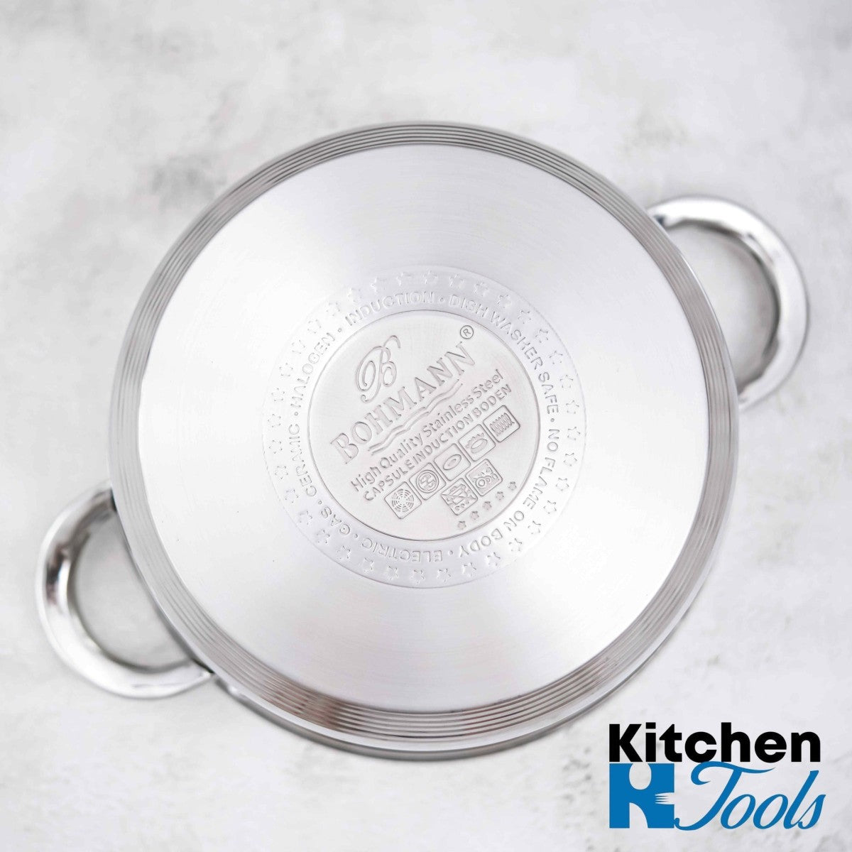 Комплект от 3 тенджери Bohmann, (2.9L, 3.9L, 5.1L), индукция, със стъклен капак, неръждаема стомана