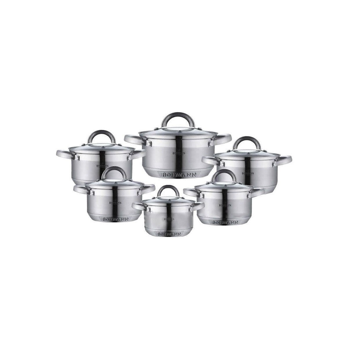 Комплект тенджери от 12 части неръждаема стомана Bohmann, Induction, PREMIUM, Австрия