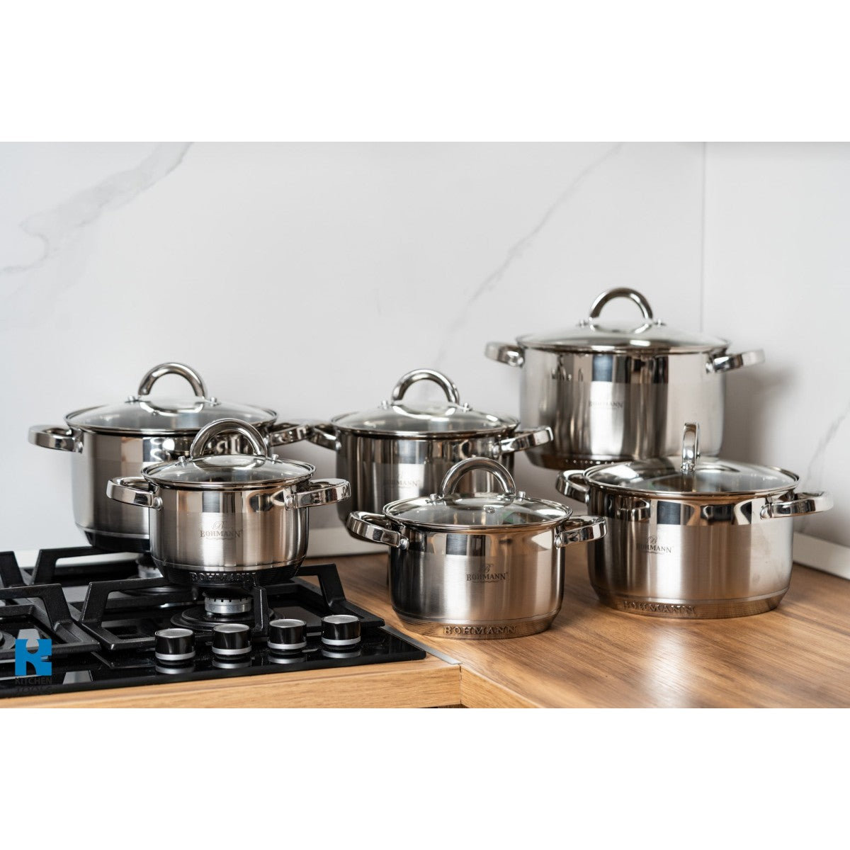 Комплект тенджери от 12 части неръждаема стомана Bohmann, Induction, PREMIUM, Австрия