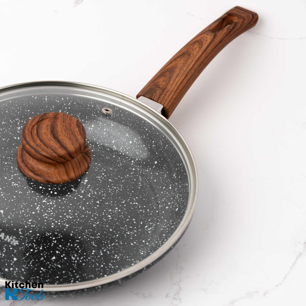Тиган от лят алуминий, 28x5 см, Goldmann, керамично покритие, мека дръжка, индукция