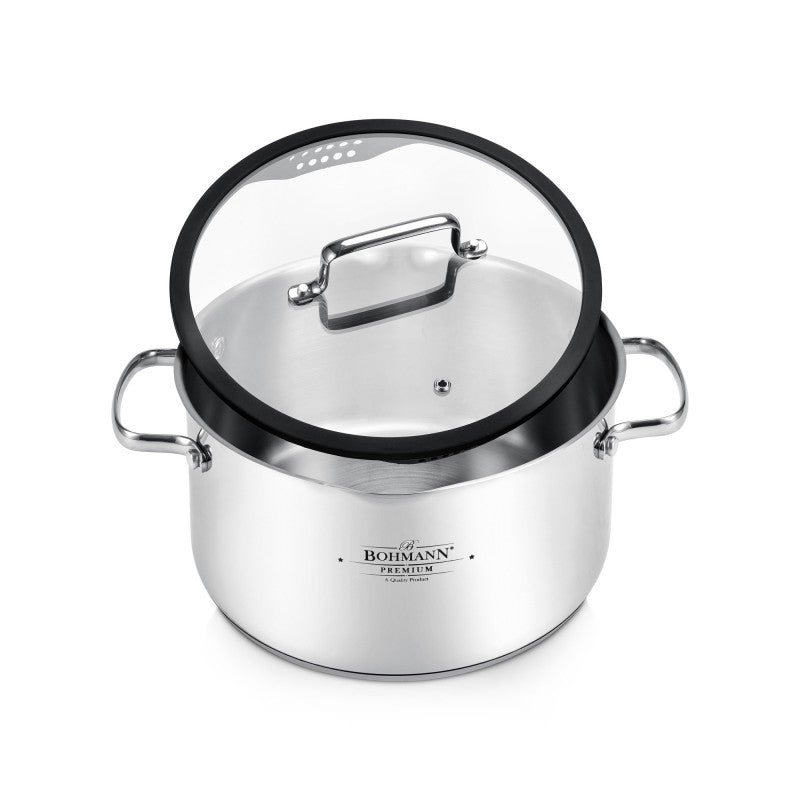 Комплект съдове за готвене от неръждаема стомана INOX PREMIUM 18/10 от 8 части, 1,8 л/2 л/3,5 л/5,9 л