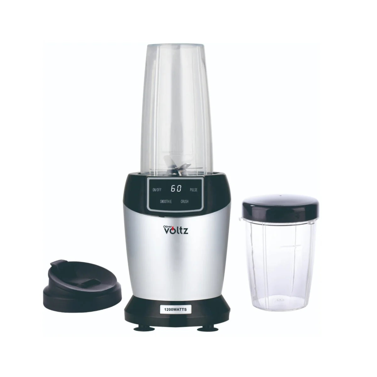 Нутри блендер Oliver Voltz, 1200W, 2 чаши, 1 л/800 мл, Без BPA, LED дисплей, Сив