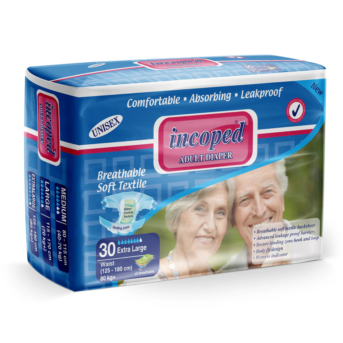 INCOPED Памперси за възрастни, унисекс размер XL, 30 бр.