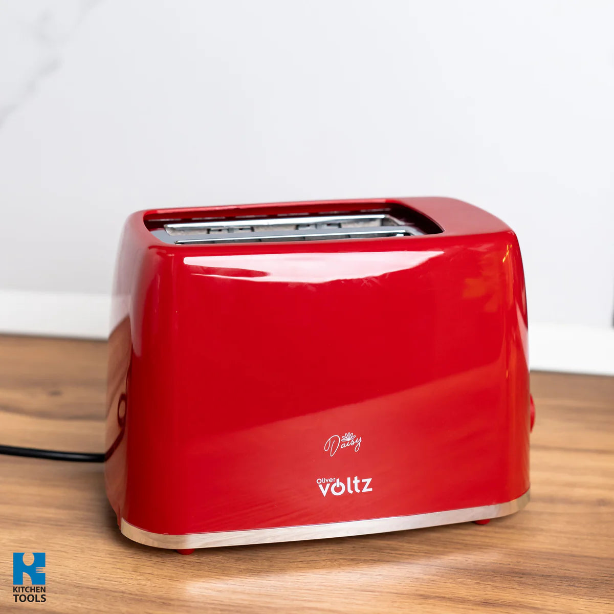 Тостер, 2 филийки, 700W, 6 нива на препичане, тава за трохи, автоматично изскачане, Oliver Voltz Daisy, червен