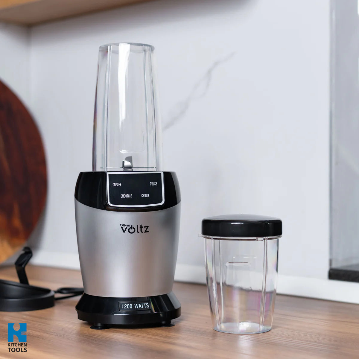 Нутри блендер Oliver Voltz, 1200W, 2 чаши, 1 л/800 мл, Без BPA, LED дисплей, Сив