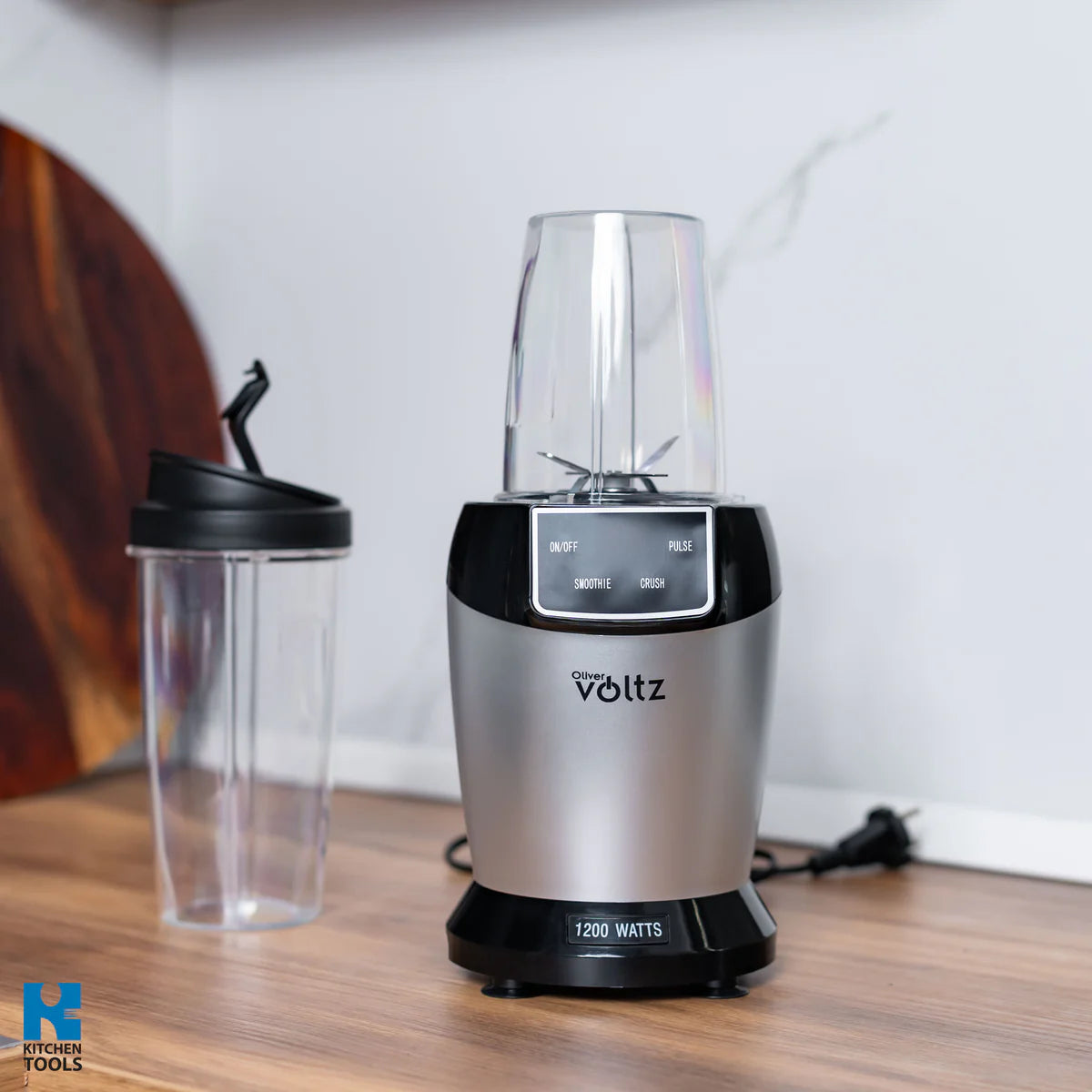 Нутри блендер Oliver Voltz, 1200W, 2 чаши, 1 л/800 мл, Без BPA, LED дисплей, Сив