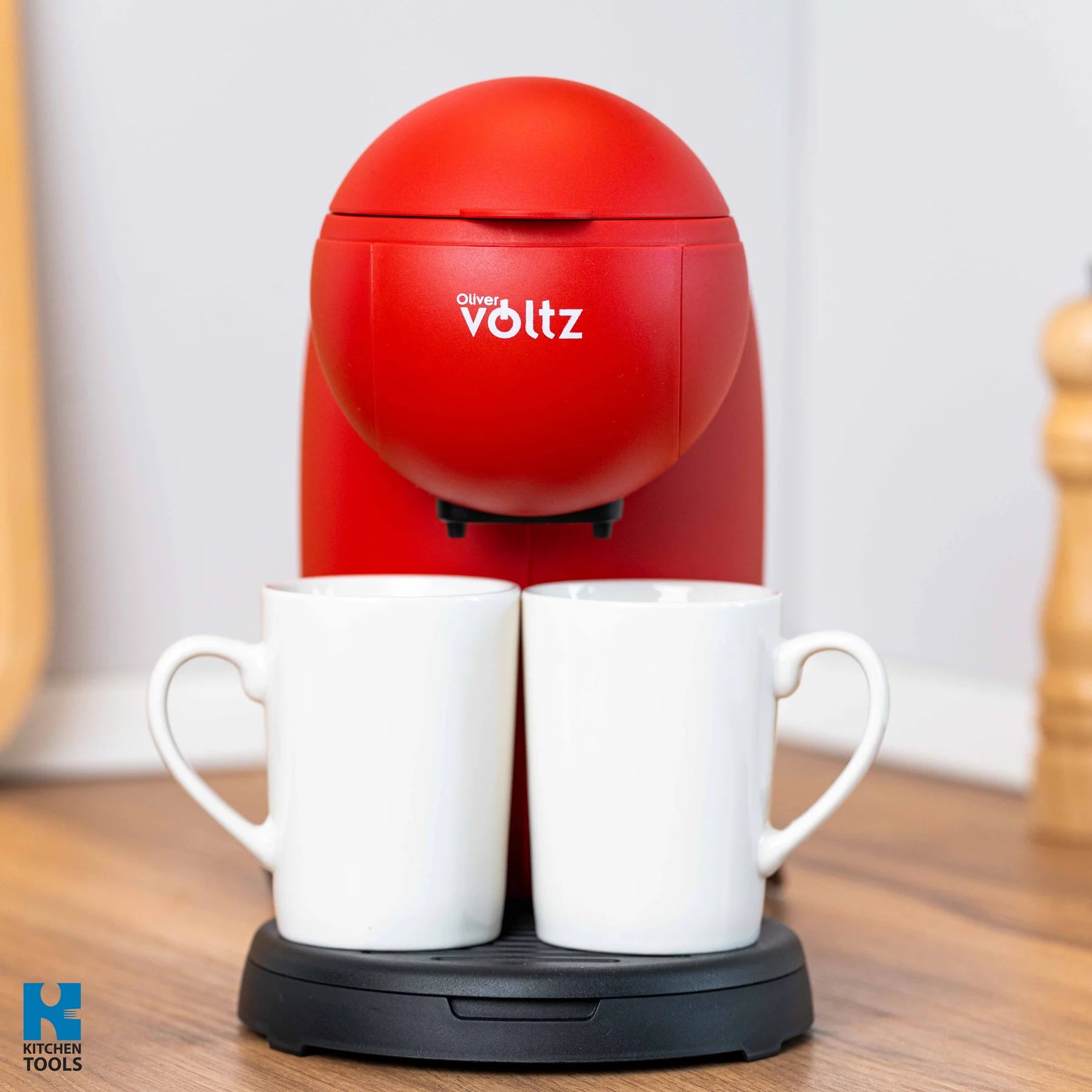 Кафемашина Oliver Voltz, 450W, 300 мл, 2 керамични чаши, Червен