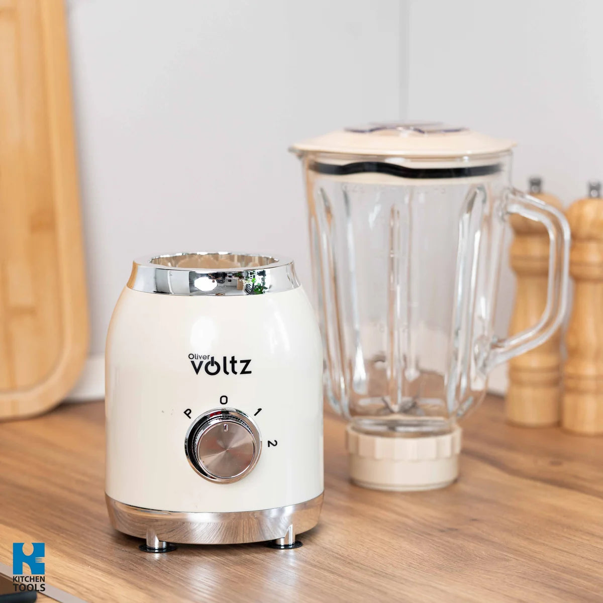 Блендер Voltz, 600W, 1.5 л, 2 скорости + Pulse, Стъклена кана, Крем