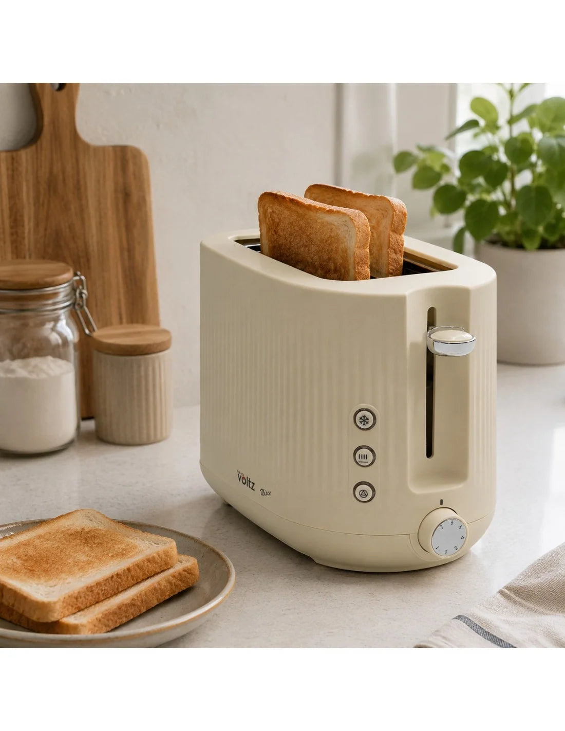 Тостер, 700W, 2 филийки, 7 нива на изпичане, Oliver Voltz, Nice range, крем